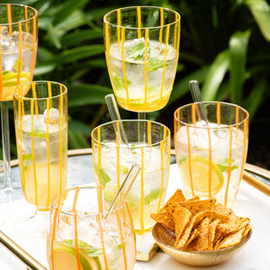 Nuovo Stripe Yellow Wine Glass