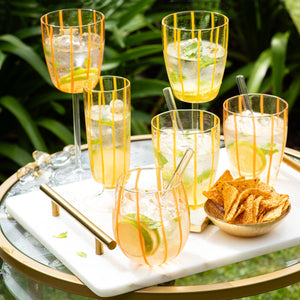 Nuovo Stripe Yellow Wine Glass
