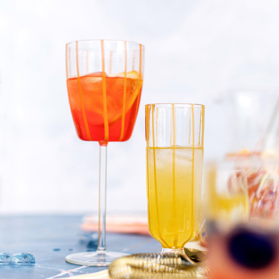 Nuovo Stripe Yellow Champagne Glass
