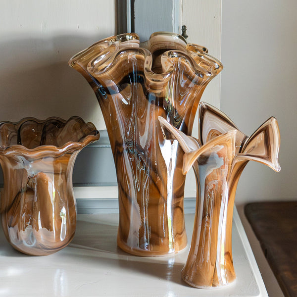 Onda Glass Tortoiseshell Twisted Flower Vase