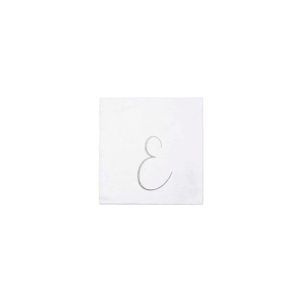 Papersoft Napkins Monogram Cockail Napkins Pack of 20 - E Silver
