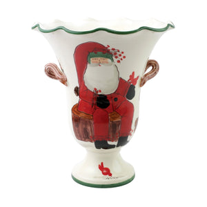 Old St. Nick Large Footed Cachepot w/ Campfire