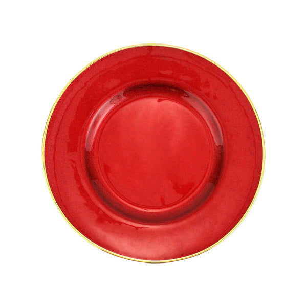 Metallic Glass Ruby Dinner Plate