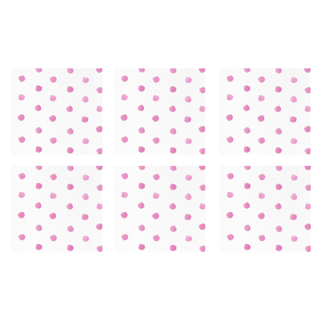 Papersoft Napkins Dot Pink Cocktail Napkins (Pack of 20) - Set of 6