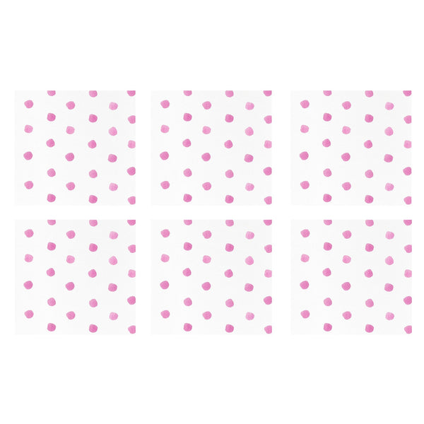 Papersoft Napkins Dot Pink Cocktail Napkins (Pack of 20) - Set of 6