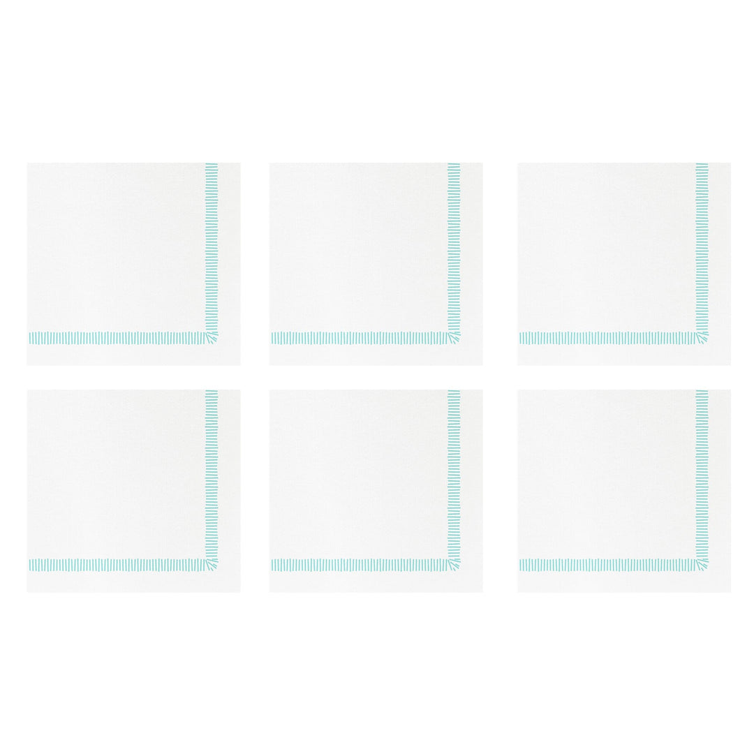 Papersoft Napkins Fringe Aqua Cocktail Napkins (Pack of 20) - Set of 6