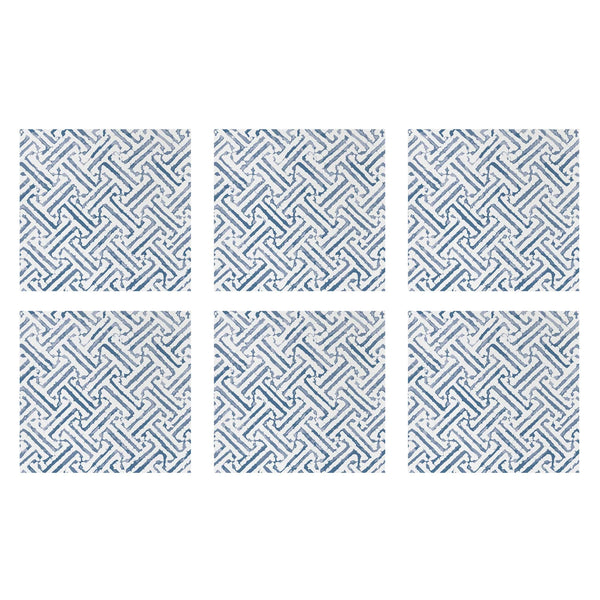 Papersoft Napkins Greek Key Blue Cocktail Napkins (Pack of 20) - Set of 6