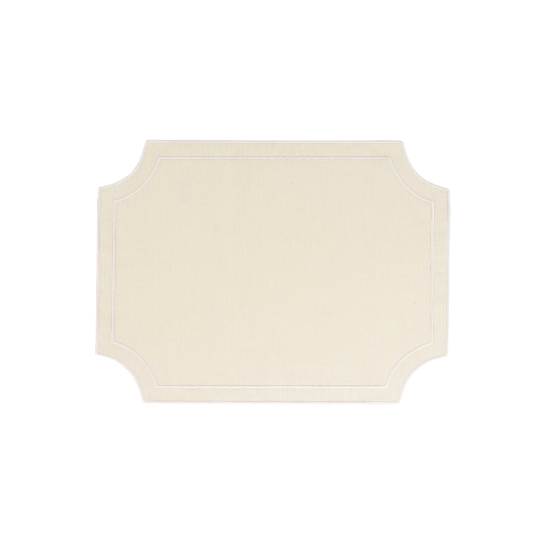 Tessuti Ivory Rectangular Placemats with White Stitching - Set of 4