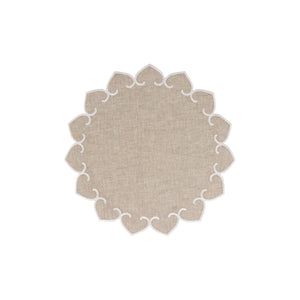 Tessuti Natural Round Placemats with White Stitching - Set of 4