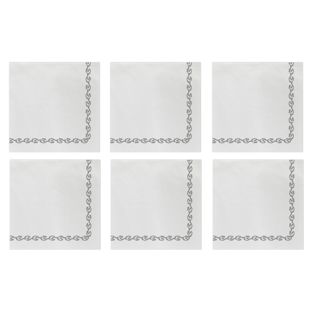 Papersoft Napkins Florentine Light Gray Cocktail Napkins (Pack of 20) - Set of 6