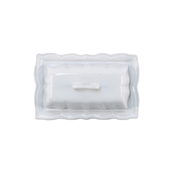 Incanto Stone White Baroque Butter Dish  by VIETRI